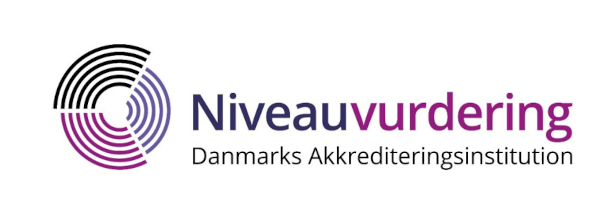 En hvid baggrund med en grå og lilla cirkel, som er Akkrediteringsinstitutionens logo