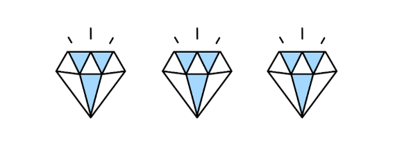 Tegning af tre diamanter