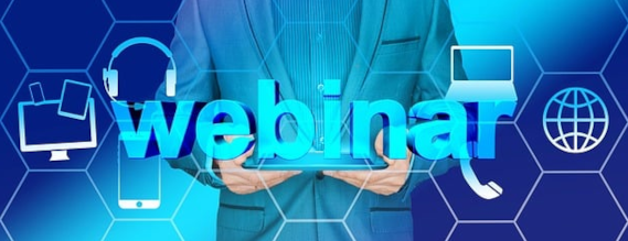 Collage med ordet Webinar